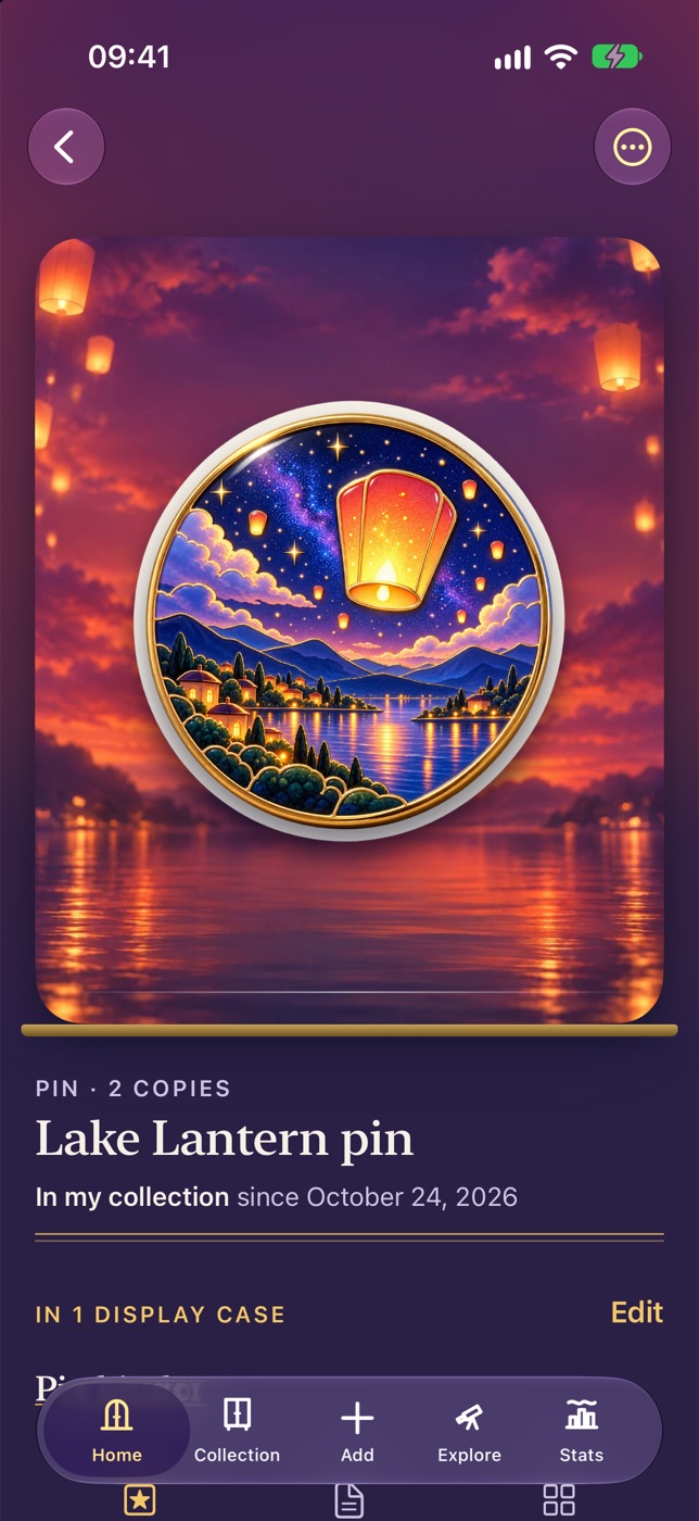 An item's page, set in its showcase