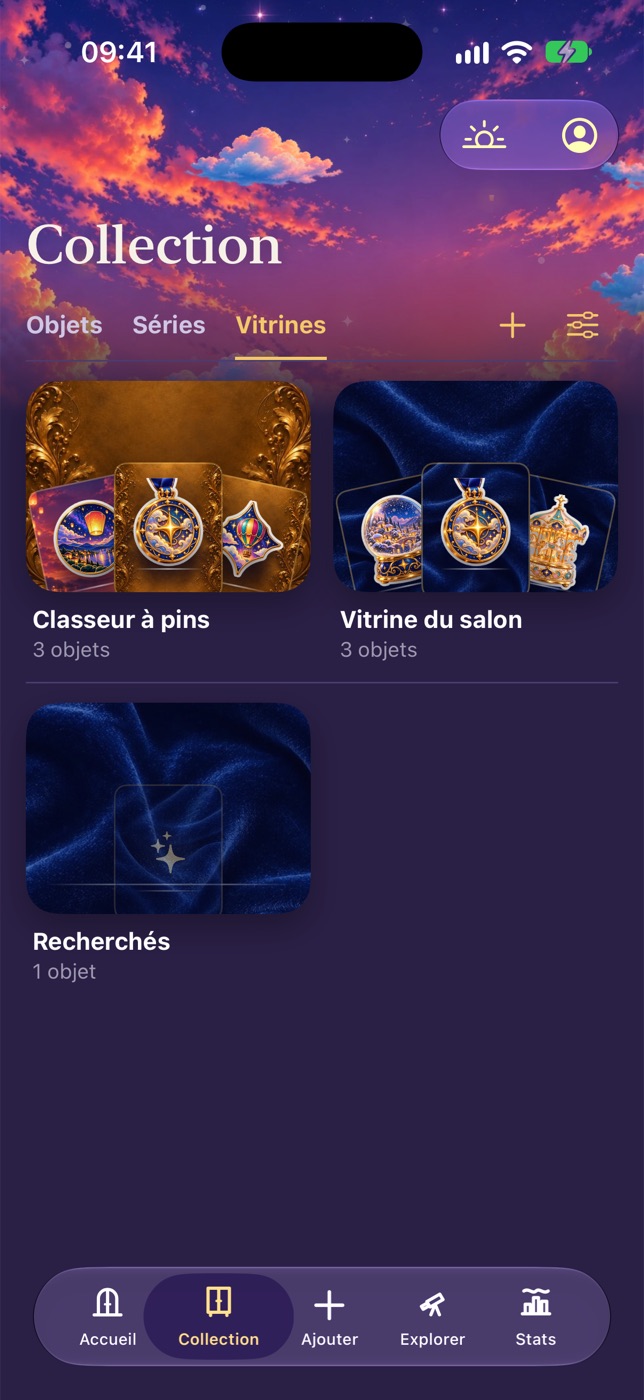 Les vitrines de la collection
